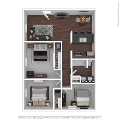 a floor plan of a two bedroom apartment at The Chesterfield Apartments